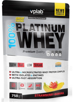 100% Platinum Whey со вкусом клубника-банан 750г пакет N 1