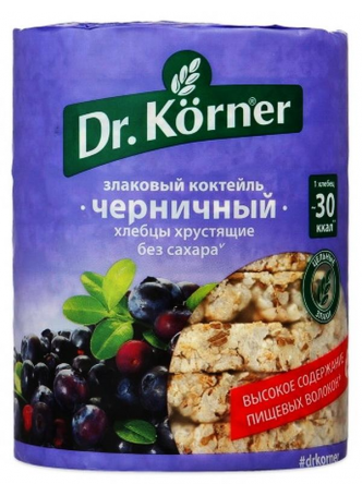 Dr.Korner хлебцы хрустящие 100г злаковый коктейль черничный N 1 оптом