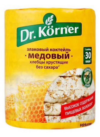 Dr.Korner хлебцы хрустящие 100г злаковый коктейль медовый N 1