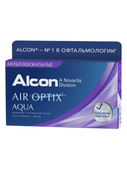 Alcon Air Optix Aqua Multifocal 30тидневные контактные линзы D 14.2/R 8.6/ -1.50 medium N 3