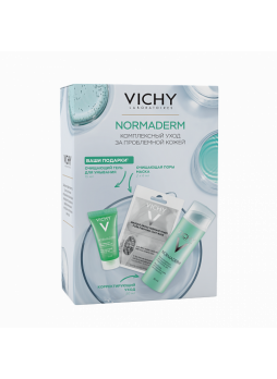 Vichy нормадерм набор(коррект уход дв д-я50мл+очищ гель д/ум50мл+освеж спрей-вуальSPF50 75vk) Т 1