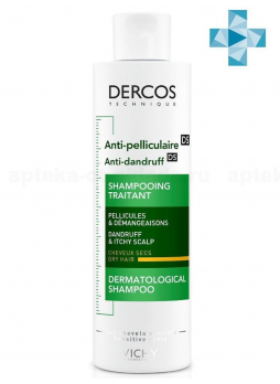 Vichy Dercos интенсивный шампунь уход п/перхоти DS д/сухих волос и кожи головы склон к зуду 200мл N