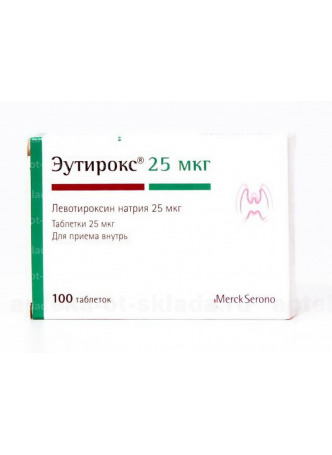 Эутирокс 25мкг таб N 100 оптом