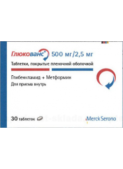 Глидика М тб п/о плен 2мг+500мг N 30