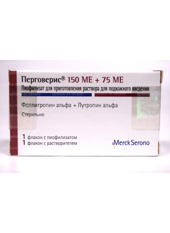 Перговерис лиофил д/пригот р-ра пн/к введ 150 МЕ+75 МЕ N 1 оптом