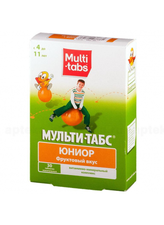 Мульти-табс Юниор от 4 лет тб жеват фрукт N 30 оптом