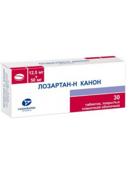 Лозартан-Н Канон таб п/об плен 12,5мг+50мг N 30