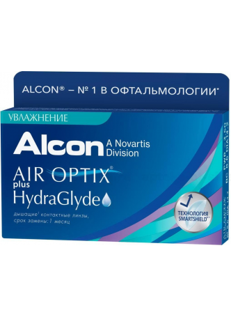 Alcon Air Optix plus HydraGlyde 30тидневные контактные линзы D 14.2/R 8.6/ -10.00 N 3