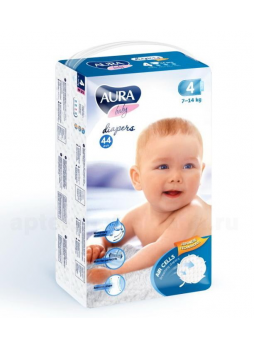 Аура baby diapers подгузники детские (р-р 4) 7-14кг N 44