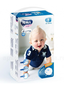 Аура baby diapers подгузники детские (р-р 5) 11-25кг N 48