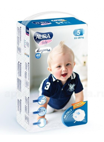 Аура baby diapers подгузники детские (р-р 5) 11-25кг N 48