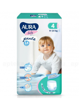 Аура baby pants подгузники-трусики детские (р-р 4) 9-14кг N 14