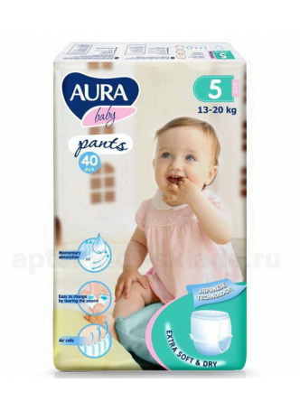 Аура baby pants подгузники-трусики детские (р-р 5) 13-20кг N 40 оптом