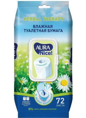Аура Nice влажная туалетная бумага с ромашкой N 72