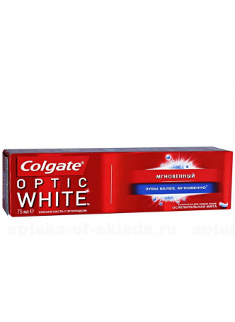 Colgate optic white мгновенный освежающая мята зубная паста 75 мл N 1 оптом