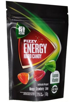 Fit Active Fizzy Energy карамель с шипуч начинкой 60г клубника/манго/лайм пак N 1
