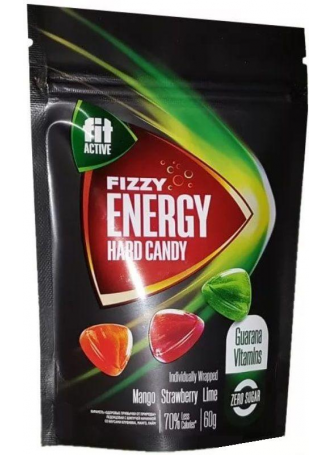 Fit Active Fizzy Energy карамель с шипуч начинкой 60г клубника/манго/лайм пак N 1