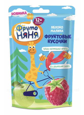 Фрутоняня фруктовые кусочки 15г яблоко/малина 12+мес N 1 оптом