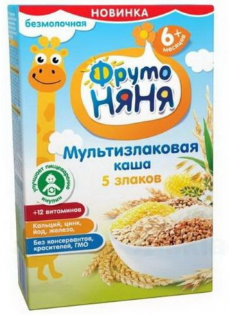 ФрутоНяня Каша безмолочная мультизлаковая 5 злаков 200г 6+мес N 1 оптом