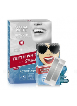 Global White отбеливающие полоски д/зубов активный кислород пара N 7