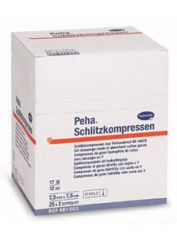Hartmann Peha Schlitzkompressen салфетки марл стерильн с надрезом 17 нитей 12 сложений 10*10см N 2