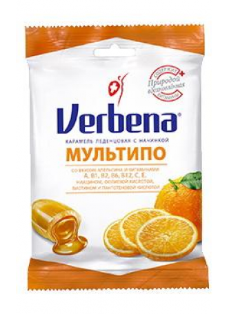 Леденцы Вербена-Мультипо апельсиновая карамель пак 60г N 1