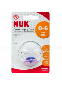 Nuk Happy Days соска-пустышка ортодонич силикон0-6 мес бабочка N 1