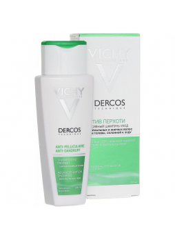Vichy Dercos интенсивный шампунь уход п/перхоти DS д/норм/жирн волос и кожи головы склон к зуду 200