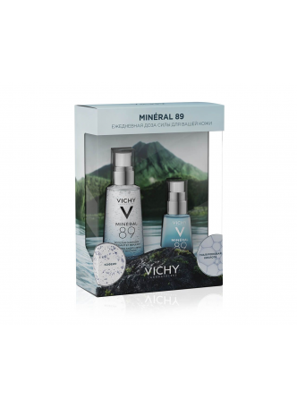 Vichy mineral 89 набор(гель-сыв д/кожи50мл+восстан/укр уход д/кожи вокруг глаз15мл+терм вода с минер оптом