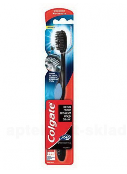 Colgate зубная щетка 360 Древесный уголь средней жестк N 1