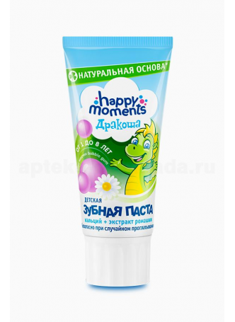 Happy moments Дракоша детская зубная паста бабл-гам 60мл 1-8лет N 1 оптом