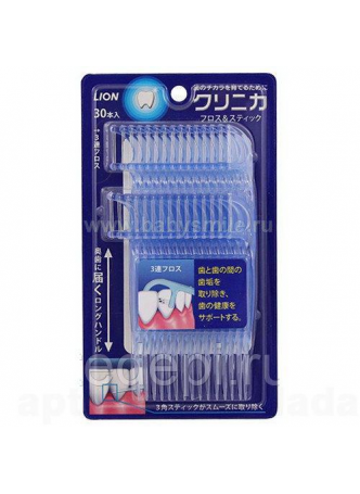 LION Зубочистки с зубной нитью Lion "Clinica Floss and Stick", 30шт N 1