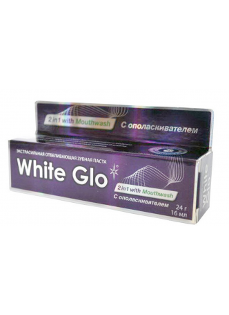 White Glo зубная паста экстрасильная отбелив 2в1 с ополаскивателем 24г N 1