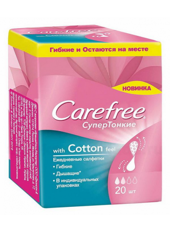 Carefree прокладки ежедн супертонкие cotton feel fresh в инд упак N 20 оптом