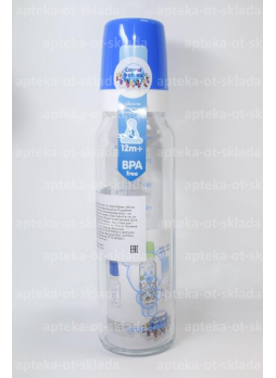 Canpol babies бутылка стеклянная д/кормления с силикон соской 240мл +12мес N 1