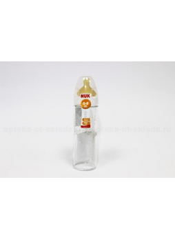 Nuk New Classic бутылочка стеклянная c латексной соской 0-6 мес 240 мл N 1
