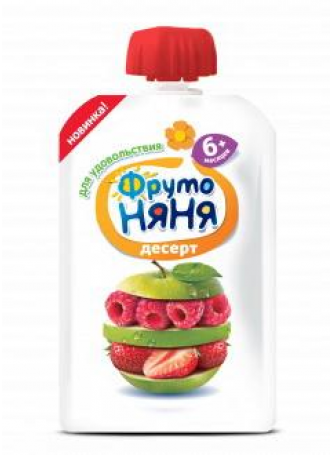 ФрутоНяня десерт яблоко/малина/клубника мягк упаковка 90г N 1