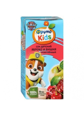 ФрутоНяня ФрутоKids сок детский яблоко/вишня осветленный 200мл 5+мес N 1
