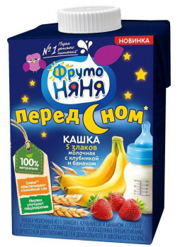 ФрутоНяня кашка жидк 5 злаков молоч с клубникой и бананом перед сном 500 мл N 1