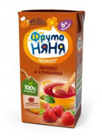 ФрутоНяня компот яблоко/клубника 200 мл N 1 оптом