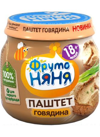 ФрутоНяня паштет из говядины с печенью 18+ мес 80г N 1 оптом