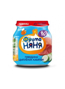ФрутоНяня пюре говядина/цыпленок/кабачок 100г N 1