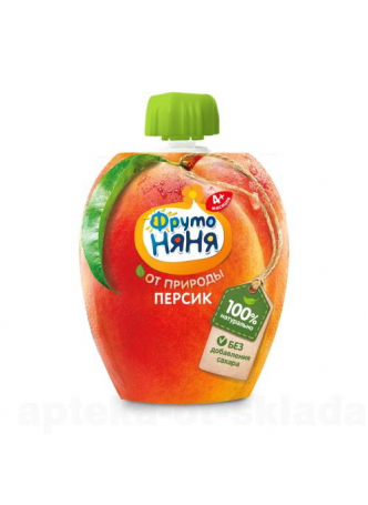 ФрутоНяня пюре персик натуральн мягк упак без сахара 90г 4+мес N 1 оптом