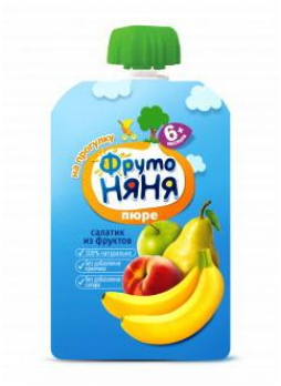 ФрутоНяня пюре салатик из фруктов мягк упак 90 г N 1