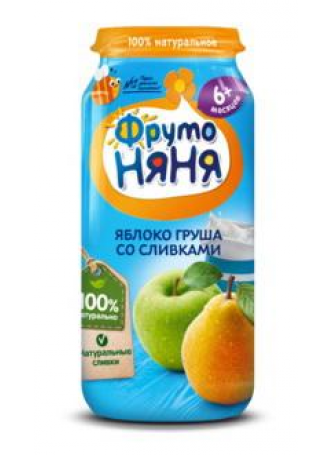 ФрутоНяня Пюре яблоко/груша/сливки/сах 250г N 1 оптом