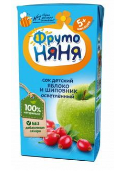 ФрутоНяня сок яблоко/шиповник осветл 200мл N 1