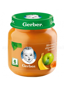 Gerber пюре фруктовое яблоко/абрикос/банан 130г 6+мес N 1