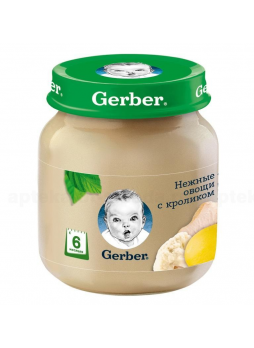 Gerber пюре нежные овощи с кроликом 130г 6+мес N 1
