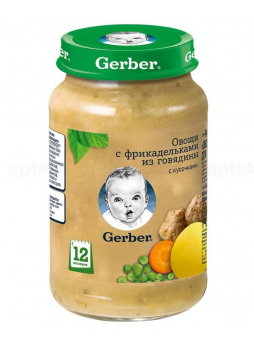 Gerber пюре овощи с фрикадельками из говядины с кусочками 190г 12+мес N 1