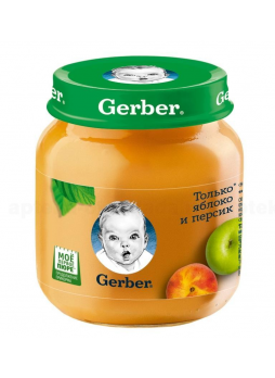 Gerber пюре яблоко и персик 130г 5+мес N 1